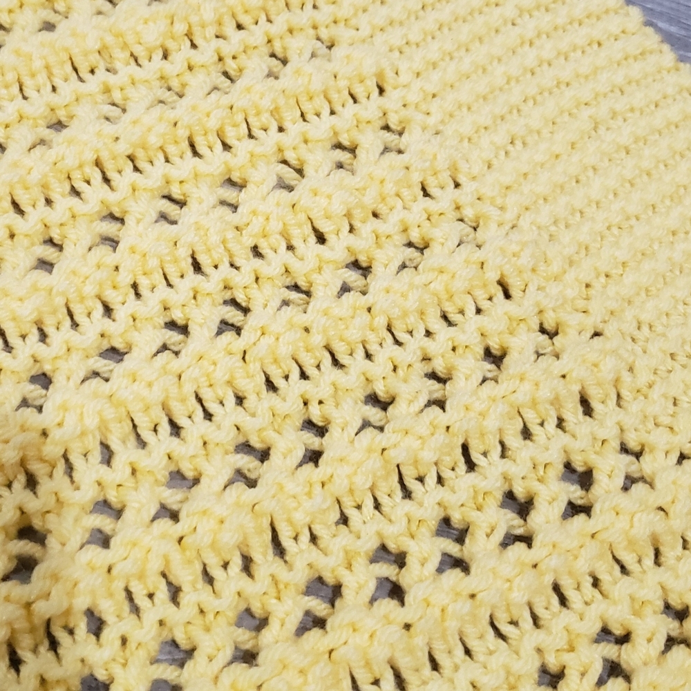 Handmade Yellow Crocheted Baby Blanket 👶